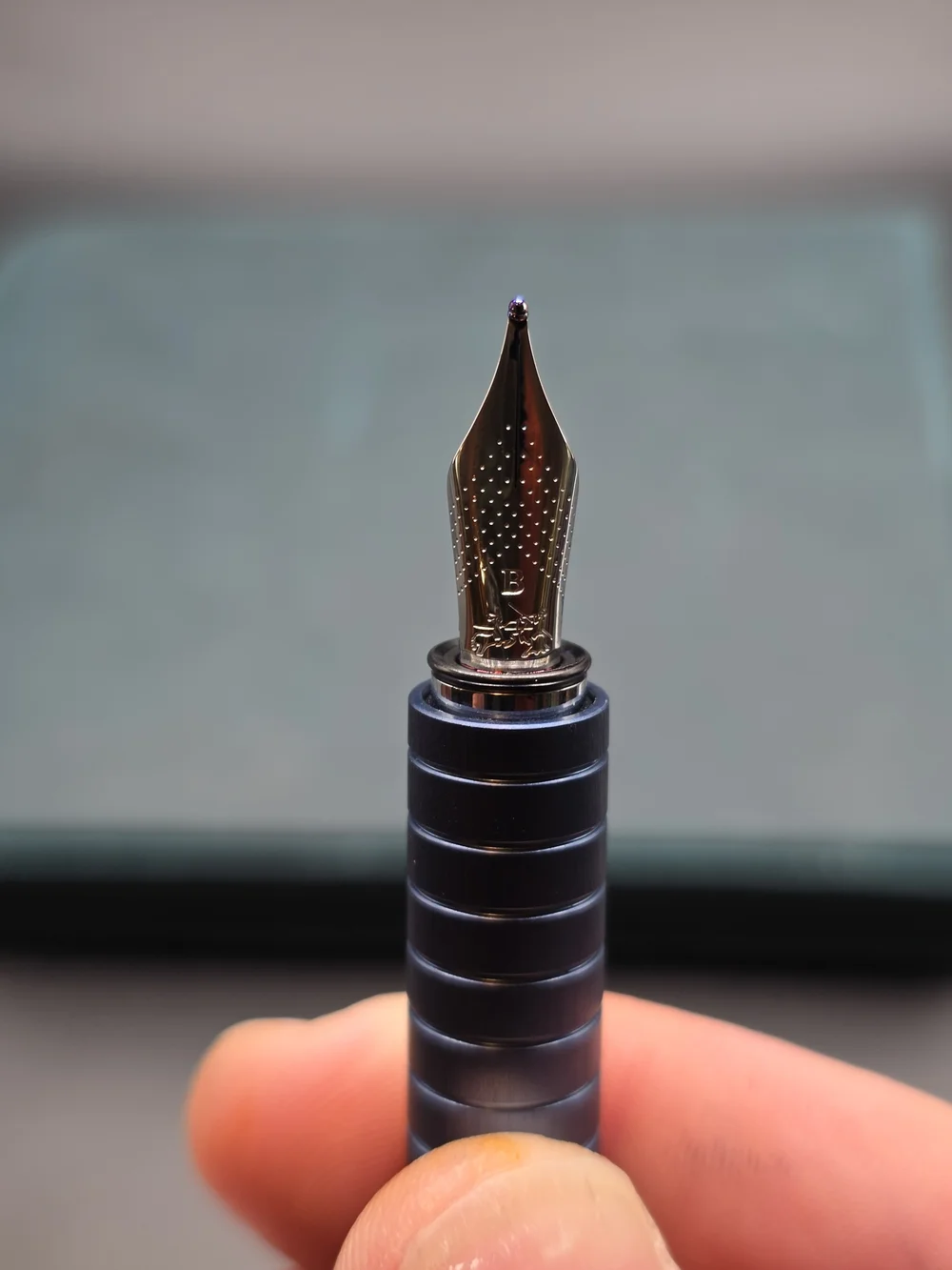 Faber-Castell Essentio Fountain Pen- Matte Blue - Steel Nib, Broad.